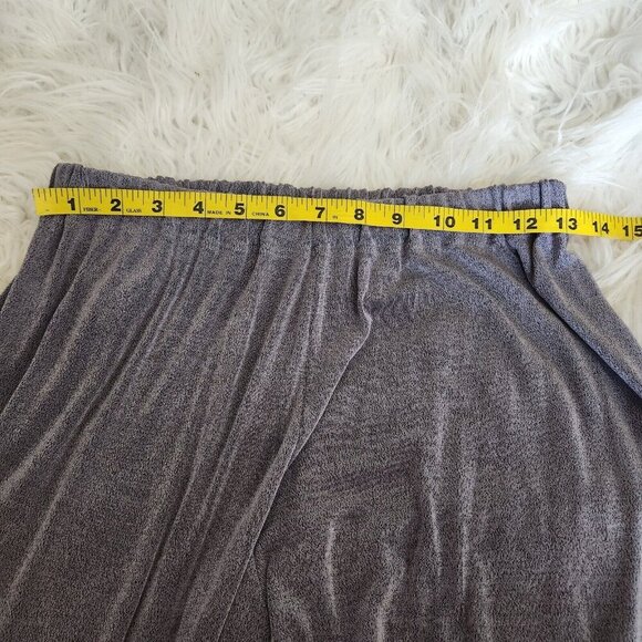 Flax Pull On Wide Leg Cropped‎ Pants Womens Small Gray Slinky Acetate No Iron - Picture 7 of 13